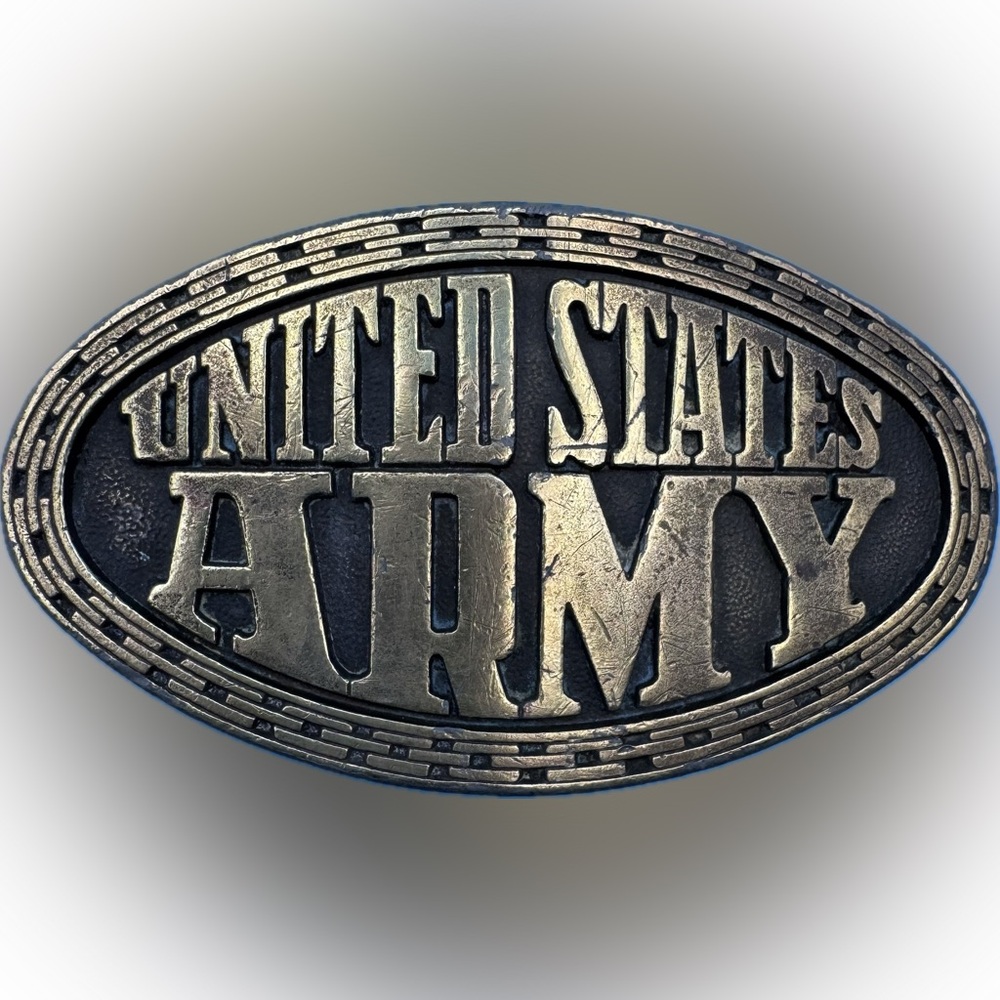 United States Army Military Enlisted Soldiers Vintage Brass Tone Belt Buckle